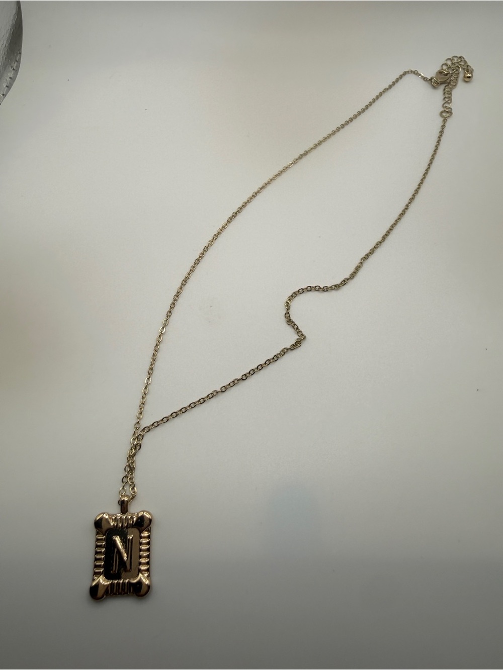Gold Initial 'N' Frame Pendant Necklace - Women's Jewelry